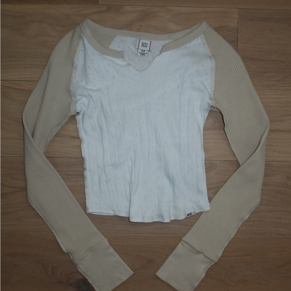 Urban Outfitters White and Tan Long Sleeve